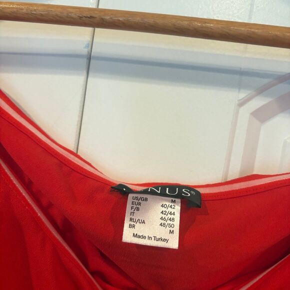 Venus Red Ruffle Neckline Top Size Medium - Picture 6 of 8